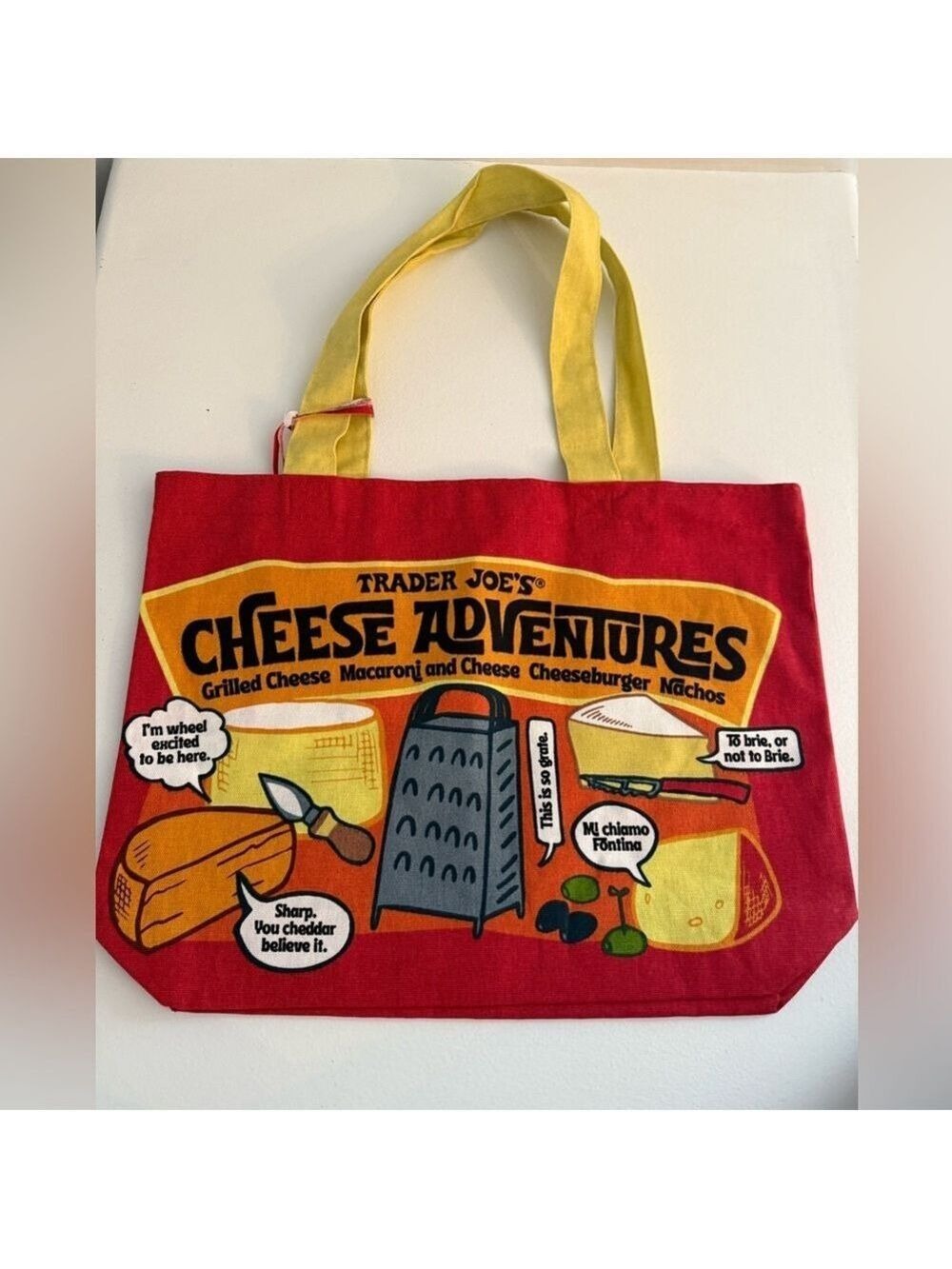 Trader Joe's - CHEESE- Heavy Duty Cotton Reusable Tote / NWT - Picture 2 of 3